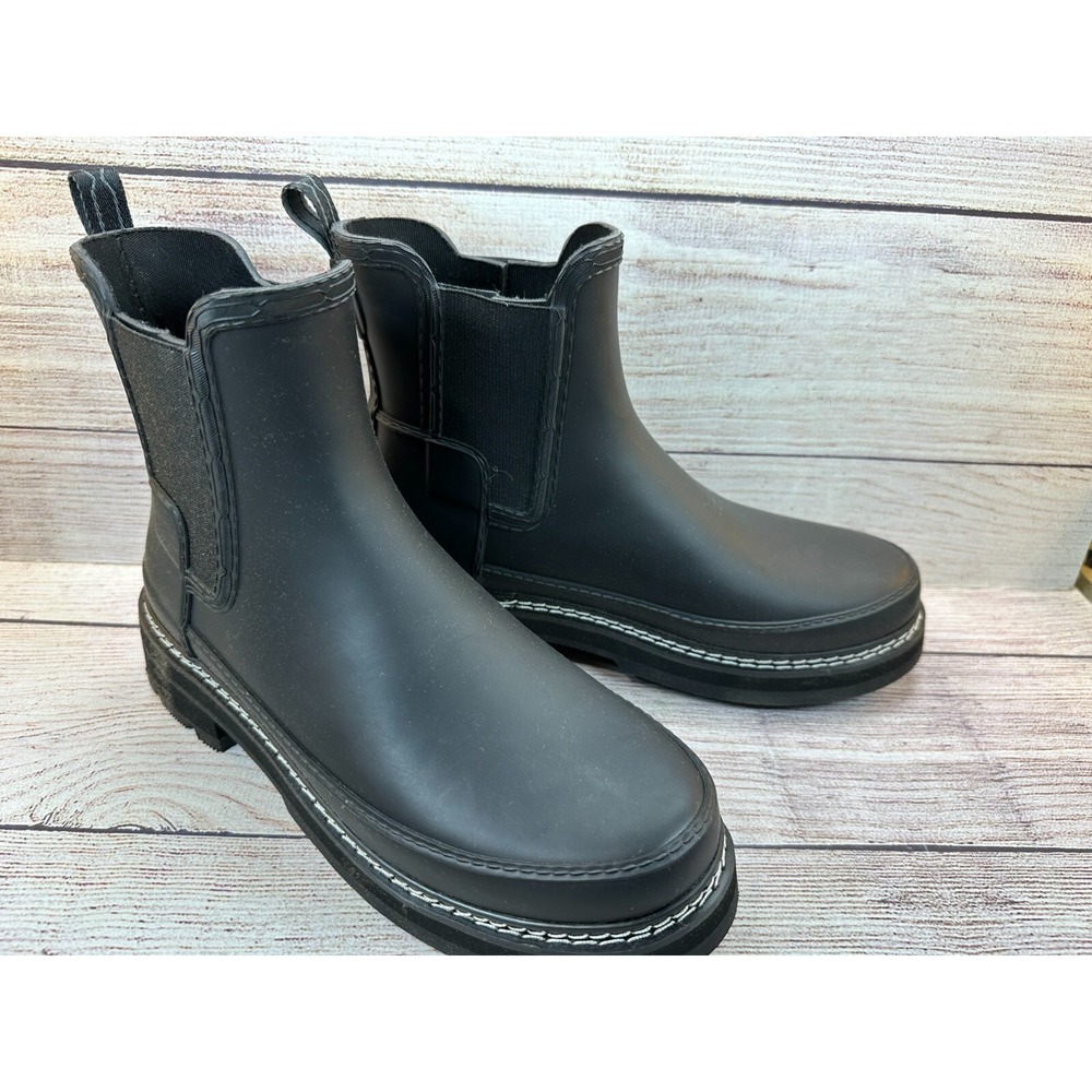 Hunter Chelsea Boots Womens Size 8 Black Refined Stitch Ankle **WORN ONCE**